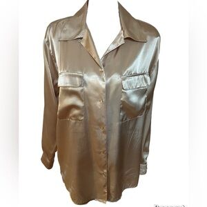 Notations Women’s Blouse Size Medium Gold Metallic Long Sleeve